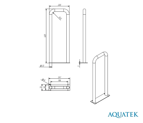 Поручень Aquatek настенный стационарный 620x230 мм, POR-0000002 Поручень Aquatek настенный стационарный 620x230 мм, POR-0000002