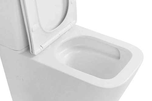 Унитаз напольный ABBER Rechteck AC1210TMW компакт белый матовый, безободковый, смыв торнадо с крышкой микролифт Унитаз напольный ABBER Rechteck AC1210TMW компакт белый матовый, безободковый, смыв торнадо с крышкой микролифт