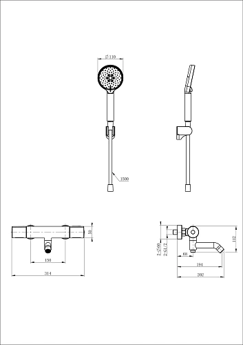 Смеситель для ванны Wonzon & Woghand с термостатом, хром (WW-A2006-A1-CR) Смеситель для ванны Wonzon & Woghand с термостатом, хром (WW-A2006-A1-CR)