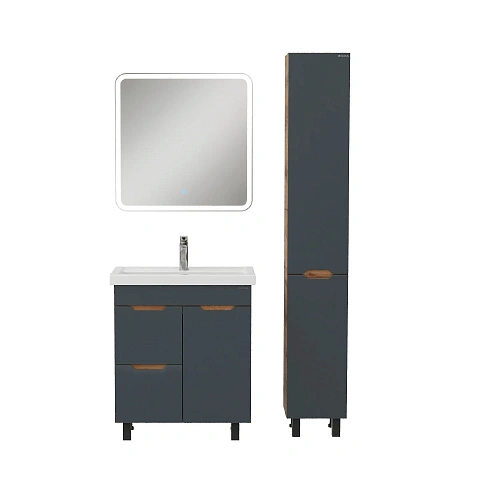 Тумба под раковину Onika Айленд 70 см 107069 напольная, графит/дуб крафт золотой, с корзиной (для Фостер 70) Тумба под раковину Onika Айленд 70 см 107069 напольная, графит/дуб крафт золотой, с корзиной (для Фостер 70)