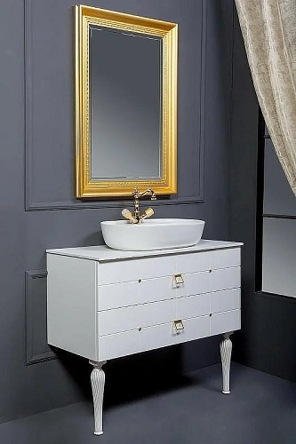 Тумба под раковину Armadi Art VALLESSI AVANTGARDE Piazza 100 белая-золото 841-100-WG Тумба под раковину Armadi Art VALLESSI AVANTGARDE Piazza 100 белая-золото 841-100-WG