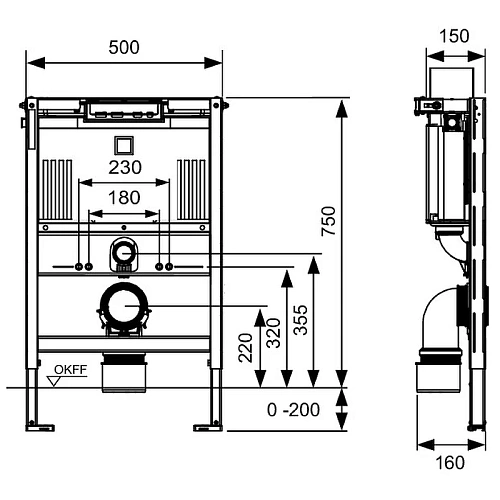 Инсталляция для унитаза TECE TECEprofil 9300291 Uni 750, высота 750 мм Инсталляция для унитаза TECE TECEprofil 9300291 Uni 750, высота 750 мм