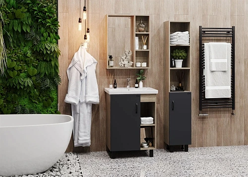 Тумба под раковину Onika ТИМБЕР 60.01 серый мат./дуб сонома 106116 Тумба под раковину Onika ТИМБЕР 60.01 серый мат./дуб сонома 106116