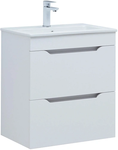 Тумба под раковину Aquanet Практика 60 белый матовый 2 ящика 00330457 напольная/подвесная Тумба под раковину Aquanet Практика 60 белый матовый 2 ящика 00330457 напольная/подвесная