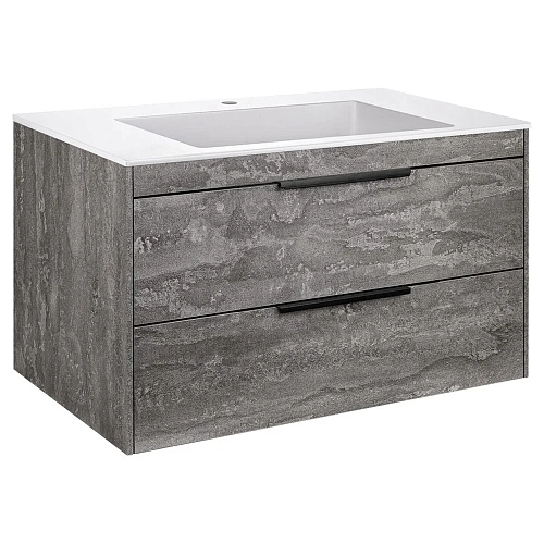 Тумба под раковину Vincea Chiara 2D 800 подвесная, 2 выкатных ящика soft-close, G.Stone VMC-2C2800GS Тумба под раковину Vincea Chiara 2D 800 подвесная, 2 выкатных ящика soft-close, G.Stone VMC-2C2800GS