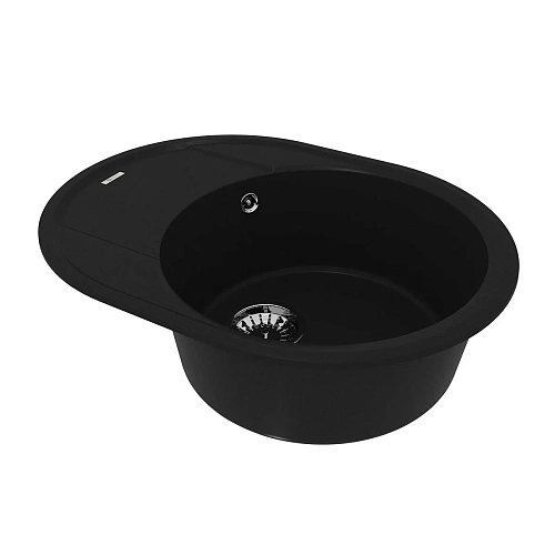 Кухонная мойка Lemark LACHA 620 врезная овальная из кварцгранита, с крылом, антрацит 9910049 Кухонная мойка Lemark LACHA 620 врезная овальная из кварцгранита, с крылом, антрацит 9910049