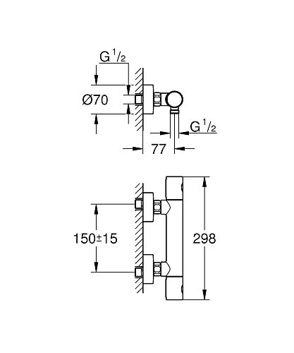 Смеситель для душа GROHE Precision Get, хром (34773000) термостатитеский Смеситель для душа GROHE Precision Get, хром (34773000) термостатитеский