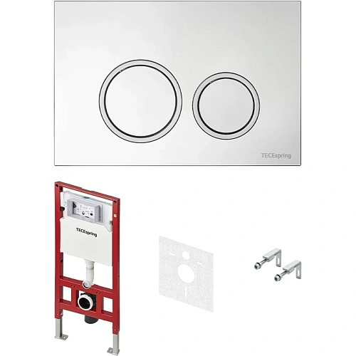 Инсталляция для унитаза TECE TECEspring S401101 с панелью смыва с круглыми кнопками, хром глянцевый Инсталляция для унитаза TECE TECEspring S401101 с панелью смыва с круглыми кнопками, хром глянцевый