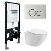 Комплект унитаза ABBER Bequem AC1100T белый с инсталляцией AC0105 и кнопкой AC0121 хром
