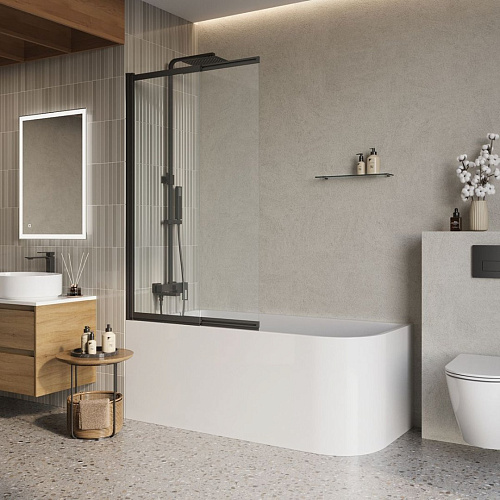 Шторка на ванну BelBagno LUCE-VF-11-80/145-C-NERO Шторка на ванну BelBagno LUCE-VF-11-80/145-C-NERO