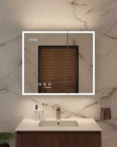 Зеркальный шкаф ArtDecco Elysian Reflect 80 AER08070MC в алюминиевой раме, с подсветкой Зеркальный шкаф ArtDecco Elysian Reflect 80 AER08070MC в алюминиевой раме, с подсветкой