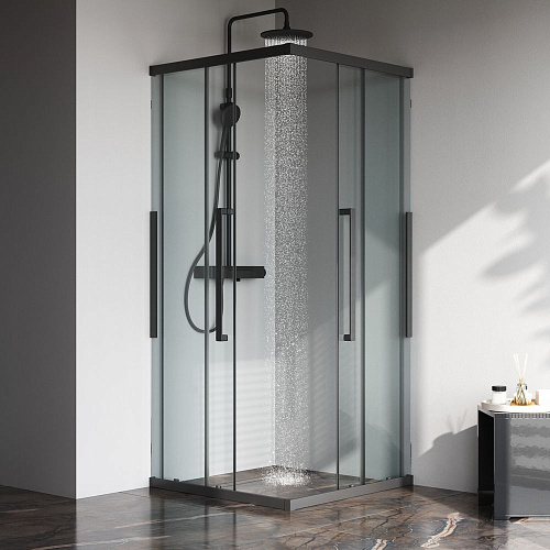Душевой уголок AM.PM Func W84G-403-9090-BТ Slide 90х90, черный, стекло прозрачное Душевой уголок AM.PM Func W84G-403-9090-BТ Slide 90х90, черный, стекло прозрачное