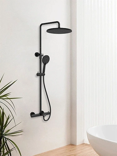 Душевая система Vincea Esse VSFS-1E1TMB термостатическая, черный Душевая система Vincea Esse VSFS-1E1TMB термостатическая, черный