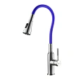 Смеситель для кухни Lemark Expert LM5082S-Violet с гибким изливом, хром матовый/фиолетовый Смеситель для кухни Lemark Expert LM5082S-Violet с гибким изливом, хром матовый/фиолетовый