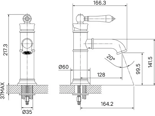 Смеситель для раковины Iddis Oxford OXFSB00i01, хром/белый Смеситель для раковины Iddis Oxford OXFSB00i01, хром/белый