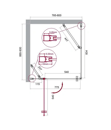 Душевой уголок BelBagno ETNA-AH-12-80/90-C-Cr 80x90 см, профиль хром, стекло прозрачное Душевой уголок BelBagno ETNA-AH-12-80/90-C-Cr 80x90 см, профиль хром, стекло прозрачное