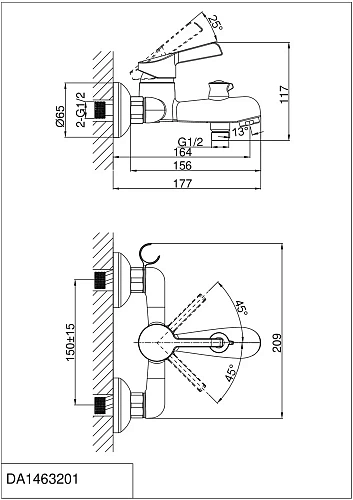 Смеситель для ванны D&K Rhein Schiller DA1463201 Смеситель для ванны D&K Rhein Schiller DA1463201