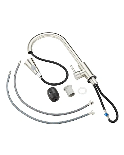 Смеситель для кухни Orange Steel M99-120st с вытяжным изивом, сталь Смеситель для кухни Orange Steel M99-120st с вытяжным изивом, сталь