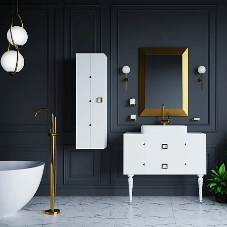 Шкаф-пенал Armadi Art Piazza 844-WG белый+золото без ножек Шкаф-пенал Armadi Art Piazza 844-WG белый+золото без ножек