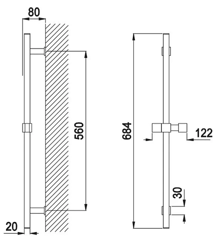 Душевая штанга CEZARES CZR-B-SDQ-BIO квадратное сечение, белый матовый Душевая штанга CEZARES CZR-B-SDQ-BIO квадратное сечение, белый матовый