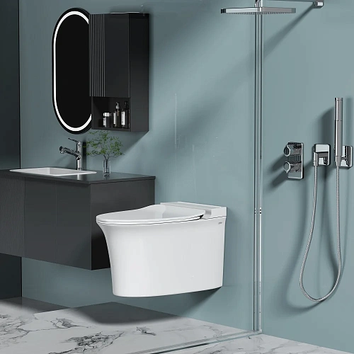 Унитаз подвесной ABBER Bequem AC1124P белый с импульсным смывом Унитаз подвесной ABBER Bequem AC1124P белый с импульсным смывом