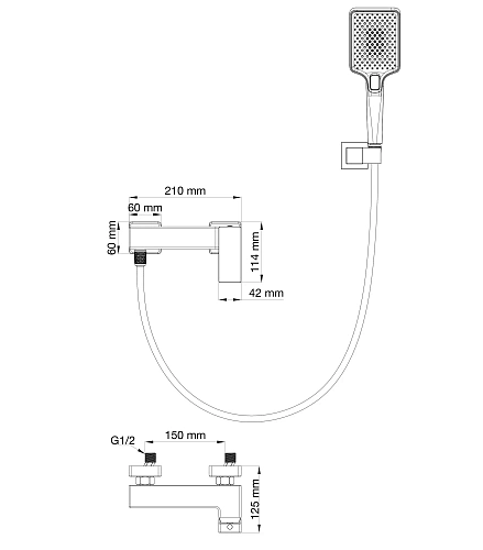 Смеситель для душа Wonzon & Woghand черный матовый (WW-88048068-MB) Смеситель для душа Wonzon & Woghand черный матовый (WW-88048068-MB)