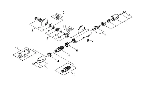 Смеситель для душа GROHE Grohtherm 1000 New термостатический, хром (34143003) Смеситель для душа GROHE Grohtherm 1000 New термостатический, хром (34143003)