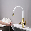 Смеситель для кухни Paulmark Salix золото белый шланг Sa213419-Gw Смеситель для кухни Paulmark Salix золото белый шланг Sa213419-Gw