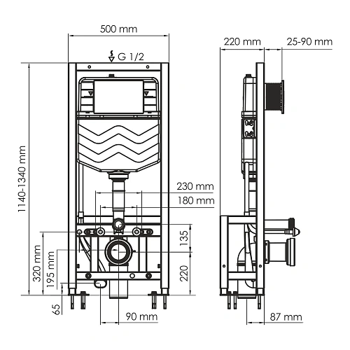 Инсталляция для унитаза WasserKRAFT Dill 61TLT.010.ME.BN02 с клавишей смыва никель Инсталляция для унитаза WasserKRAFT Dill 61TLT.010.ME.BN02 с клавишей смыва никель