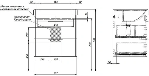 Тумба под раковину Aquanet Ирис new 60 белый глянец (2 ящика) 00310144 Тумба под раковину Aquanet Ирис new 60 белый глянец (2 ящика) 00310144