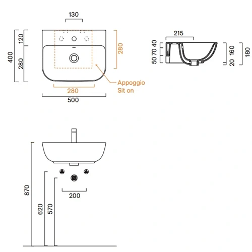 Раковина Catalano Italy 0720501001 50x40 белый глянцевый Раковина Catalano Italy 0720501001 50x40 белый глянцевый