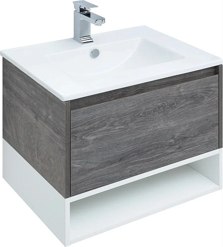 Комплект мебели STWORKI Карлстад 60 дуб рошелье, с белой полкой, в стиле лофт, подвесная (комплект, 440535 Комплект мебели STWORKI Карлстад 60 дуб рошелье, с белой полкой, в стиле лофт, подвесная (комплект, 440535