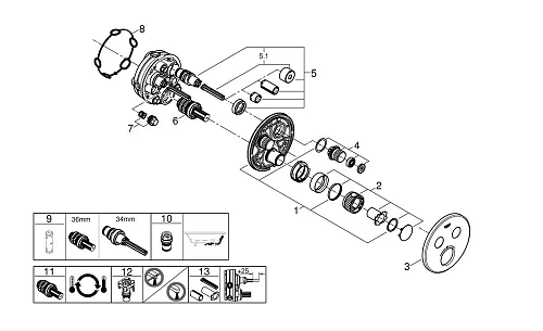 Смеситель для душа GROHE Grohtherm SmartControl (29119000) внешняя часть термостата, на 2 выхода, хром Смеситель для душа GROHE Grohtherm SmartControl (29119000) внешняя часть термостата, на 2 выхода, хром