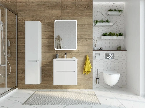 Комплект мебели STWORKI Монтре 60 белая, подвесная, в современном стиле, российская (гарнитур, компл 432004 Комплект мебели STWORKI Монтре 60 белая, подвесная, в современном стиле, российская (гарнитур, компл 432004