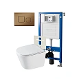 Комплект инсталляции Point Элемент PN45120 с клавишей смыва Афина, бронза брашированная, PN44041BB и унитазом Венера белый, с сиденьем микролифт PN41071 Комплект инсталляции Point Элемент PN45120 с клавишей смыва Афина, бронза брашированная, PN44041BB и унитазом Венера белый, с сиденьем микролифт PN41071