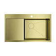 Кухонная мойка Omoikiri Akisame 86-LG-R Side нержавеющая сталь/светлое золото 4997046
