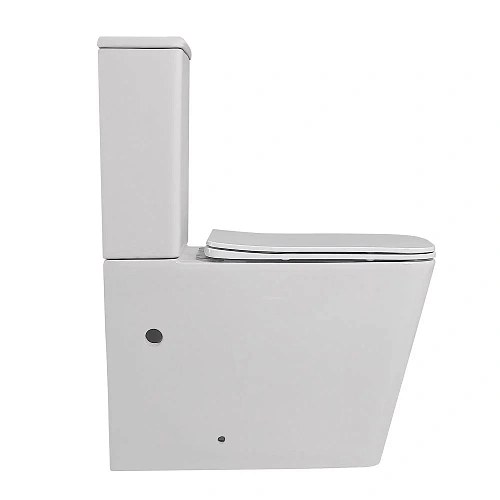 Унитаз напольный ABBER Rechteck AC1210 компакт белый, безободковый с крышкой микролифт Унитаз напольный ABBER Rechteck AC1210 компакт белый, безободковый с крышкой микролифт