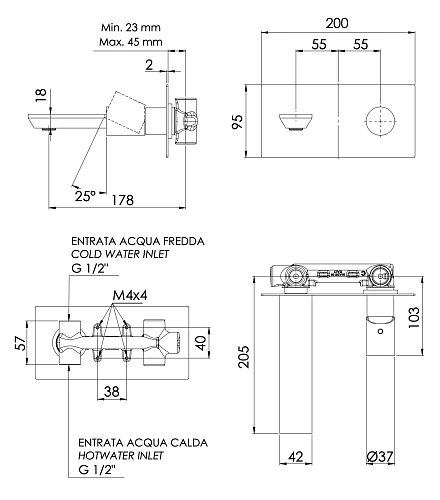 Смеситель для раковины Remer Edge EG515 Смеситель для раковины Remer Edge EG515