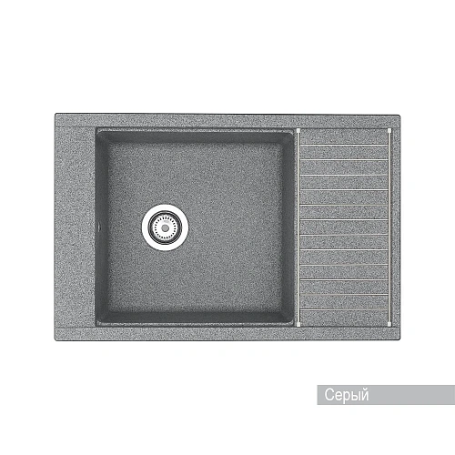 Кухонная мойка Aquaton Делия 78 1A715132DE230 из литого мрамора, прямоугольная, с крылом серая Кухонная мойка Aquaton Делия 78 1A715132DE230 из литого мрамора, прямоугольная, с крылом серая
