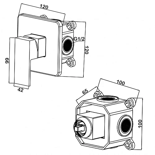 Смеситель для душа Swedbe Platta 5522 встраиваемый подключение на 1 выход в монтажном боксе Смеситель для душа Swedbe Platta 5522 встраиваемый подключение на 1 выход в монтажном боксе