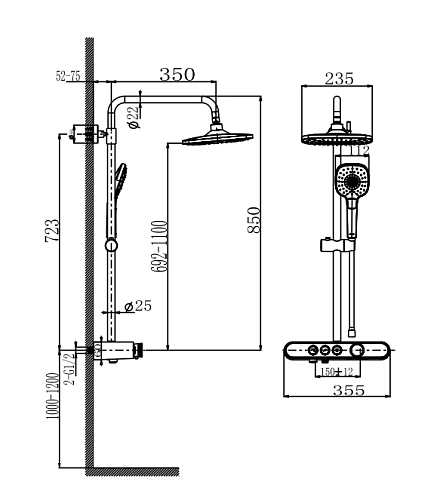 Душевая система ARROW AG3323SHMB с термостатом черный Душевая система ARROW AG3323SHMB с термостатом черный