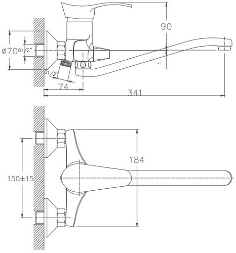 Смеситель для ванны Haiba HB2201-1, хром Смеситель для ванны Haiba HB2201-1, хром