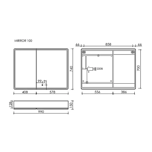 Зеркальный шкаф Sancos Mirror MI100EG 990x150х740 мм, с LED подсветкой, дуб галифакс натуральный Зеркальный шкаф Sancos Mirror MI100EG 990x150х740 мм, с LED подсветкой, дуб галифакс натуральный