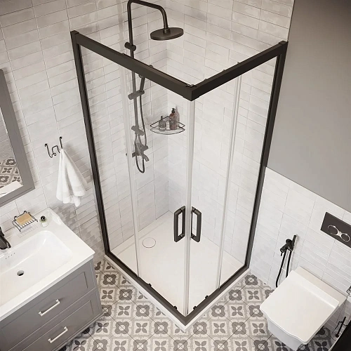 Душевой уголок STWORKI Карлстад 100x80 см профиль черный матовый 467251 Душевой уголок STWORKI Карлстад 100x80 см профиль черный матовый 467251