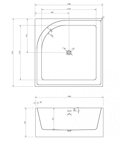 Ванна отдельностоящая ABBER AB9337 140x140 универсальная, белая акриловая Ванна отдельностоящая ABBER AB9337 140x140 универсальная, белая акриловая