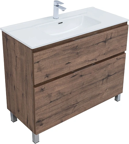 Тумба под раковину Aquanet Алвита New 100 00344130 напольная, дуб веллингтон табак Тумба под раковину Aquanet Алвита New 100 00344130 напольная, дуб веллингтон табак