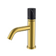 Детальная картинка товара «смеситель для раковины boheme stick 121-mg-mr-b matt gold mramor black»