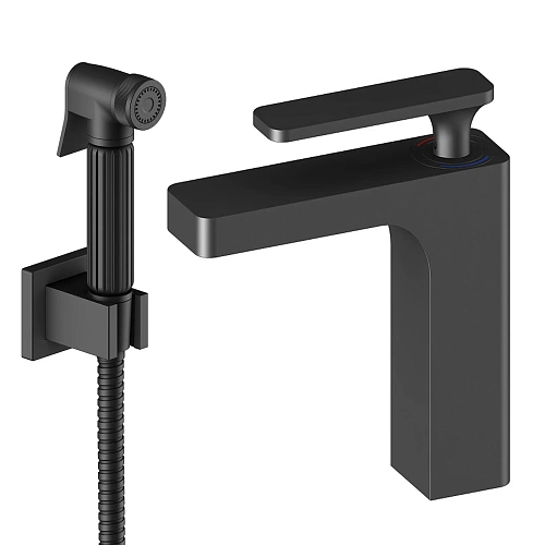 Смеситель для раковины Timo Torne 4360/03G с гигиеническим душем черный Смеситель для раковины Timo Torne 4360/03G с гигиеническим душем черный