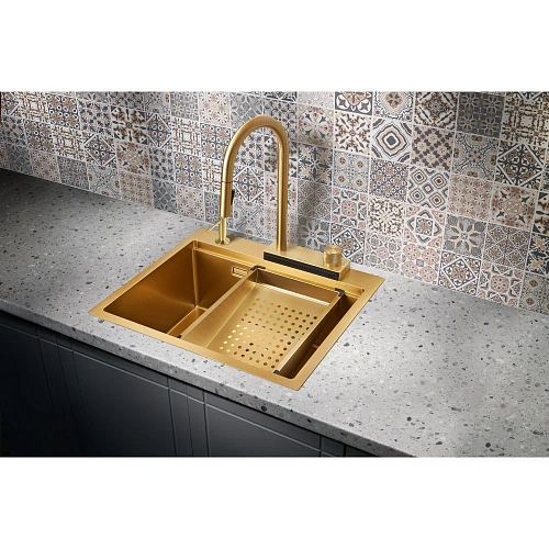 Кухонная мойка Milacio Denia 57 Steel (MC.77408) золото Кухонная мойка Milacio Denia 57 Steel (MC.77408) золото