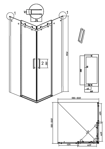 Душевой уголок GROSSMAN Classic 300.K33.04.1010.10.00 (100x100x195) квадрат,раздвижн,хром,стекло прозрачное Душевой уголок GROSSMAN Classic 300.K33.04.1010.10.00 (100x100x195) квадрат,раздвижн,хром,стекло прозрачное